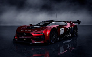 Red sports car fog smoke - realistic free wallpaper