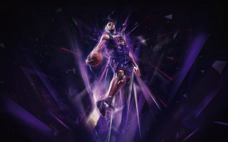 Basketball player airborne purple background - brazier free wallpaper