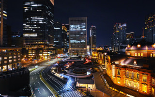 City night traffic tokyo skyscrapers - traffic free wallpaper