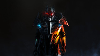 Futuristic man glowing eyes sword - mass effect free wallpaper for desktop