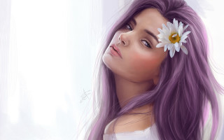 Purple hair flower sky fantasy - charlie bowater free wallpaper for desktop