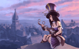 Purple dress hat sitting cityscape - alejandro burdisio free wallpaper