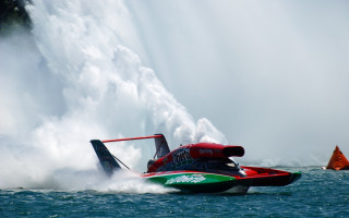 Jet boat waterfall flag ocean - a jet free wallpaper
