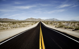 Long road mountains sky clouds - straight free wallpaper