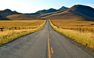 Long road field mountains fence 2 - in the foreground free wallpaper