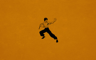 Man jumping minimalist gradient orange - cao buxing free wallpaper