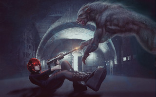 Demon attack gothic tunnel redhair - a dark tunnel free wallpaper