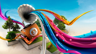 Colorful object horn mouth blue - cyril rolando free wallpaper