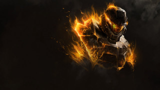 Flaming man armor fire eyes - halo free wallpaper