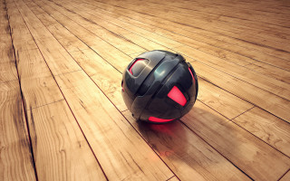 Black red ball wooden floor 2 - redshift free wallpaper