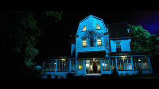 Large blue house clock night - arthouse free wallpaper