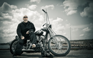 Man motorcycle sunset clouds outdoors - the motorcycle free wallpaper