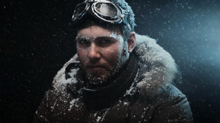 Snowy astronaut goggles citylights aurora - dieselpunk free wallpaper