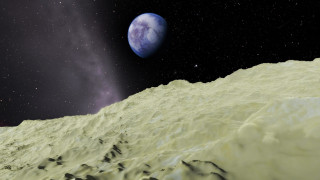 Large blue object snowy hill - chesley bonestell free wallpaper