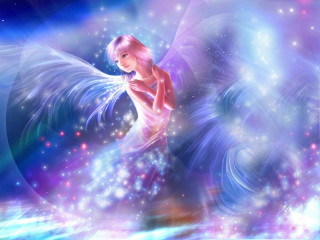 Fairy blue dress water star - fantasy artwork free wallpaper