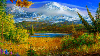 Mountain lake trees bird autumn - a lake and trees free wallpaper for desktop
