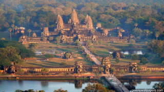 Large building towers lake trees - the middle of a lake free wallpaper for desktop