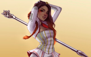 Cosplay woman sword cat braid - half body free wallpaper