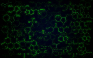 Green black background chemical structures - the letter free wallpaper