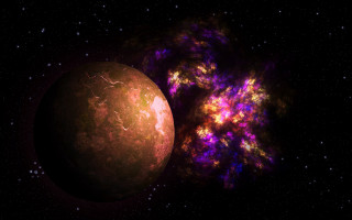 Large red object purple yellow - nebula free wallpaper