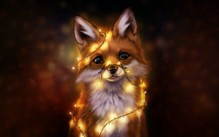 Fox lights necklace glowing eyes - a string of lights free wallpaper