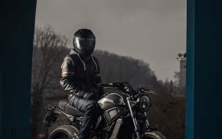 Man motorcycle dark room mountain - foggy free wallpaper