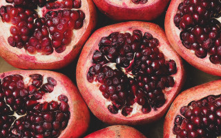 Pomegranate cut half table aestheticism - cut free wallpaper