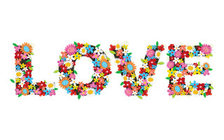 Flowers love spelled out leaves - a word free wallpaper