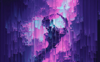 Purple blue abstract skull cyberpunk - a skull free wallpaper