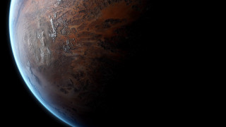 Red planet blue sky moon - a few light free wallpaper