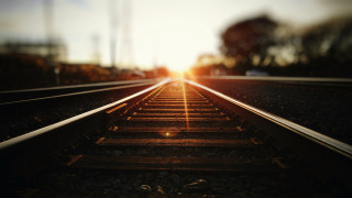 Train track sunset trees building - the background and trees free wallpaper