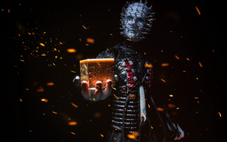 Man black suit fire sparks - a cup free wallpaper