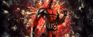Deadpool gun red background paint - a deadpool character free wallpaper
