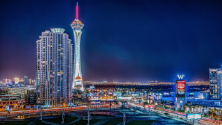 City skyline tower night lights 3 - a tall tower free wallpaper