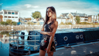 Woman dock boat houseboat blue - a dock next free wallpaper for desktop