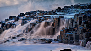Waterfall rocks sky clouds nature - a large waterfall free wallpaper