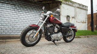 Red motorcycle street brick wall - the side of the road free wallpaper