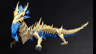 Gold blue dragon statue black - a gold free wallpaper