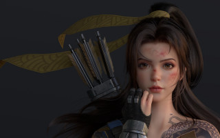 Woman tattoo gun knife dragon - her hand and a dragon free wallpaper