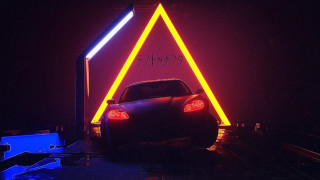 Neon synthwave car earth milkyway - retrofuturism free wallpaper
