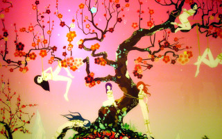 Tree woman horse man background - a horse in the background free wallpaper