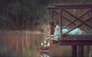 Woman dock boat lake sailboat - a dock next free wallpaper for desktop