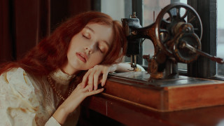 Woman sewing hair arts crafts - machine free wallpaper