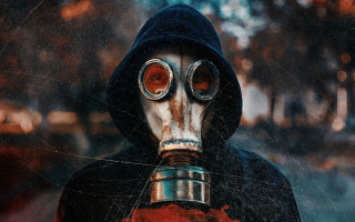 Gas mask black jacket red - a gas mask free wallpaper