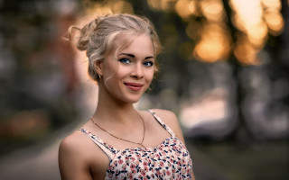 Woman bun smiling blue eyes - elina karimova free wallpaper for desktop