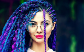 Woman glasses purple blue dreadlocks - dreadlock free wallpaper