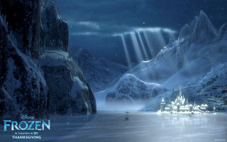 Frozen lake castle waterfall background - frozen free wallpaper