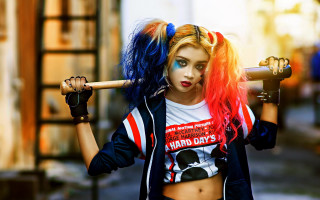 Cosplay baseballbat blondebluehair gloves stadium - a t free wallpaper