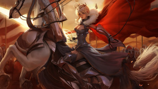 Artoria pendragon horse riding armor 2 - artgerm free wallpaper