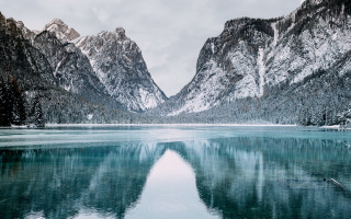 Mountain range reflection snowy peaks - the mountain free wallpaper